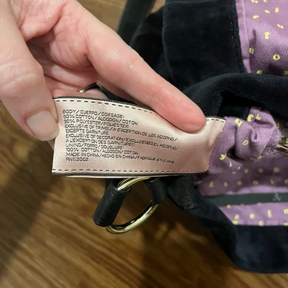 Vintage Juicy Couture Black Velvet Satchel/ Shoulder Bag - Picture 9 of 15